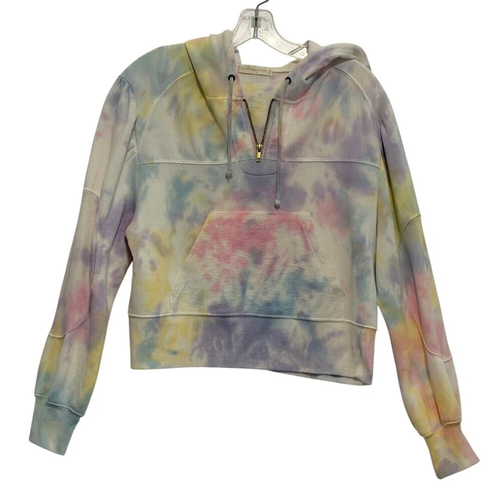 LoveShackFancy Kirby Hoodie Sweatshirt Pastel Tie Dye Womens S Cropped Casual